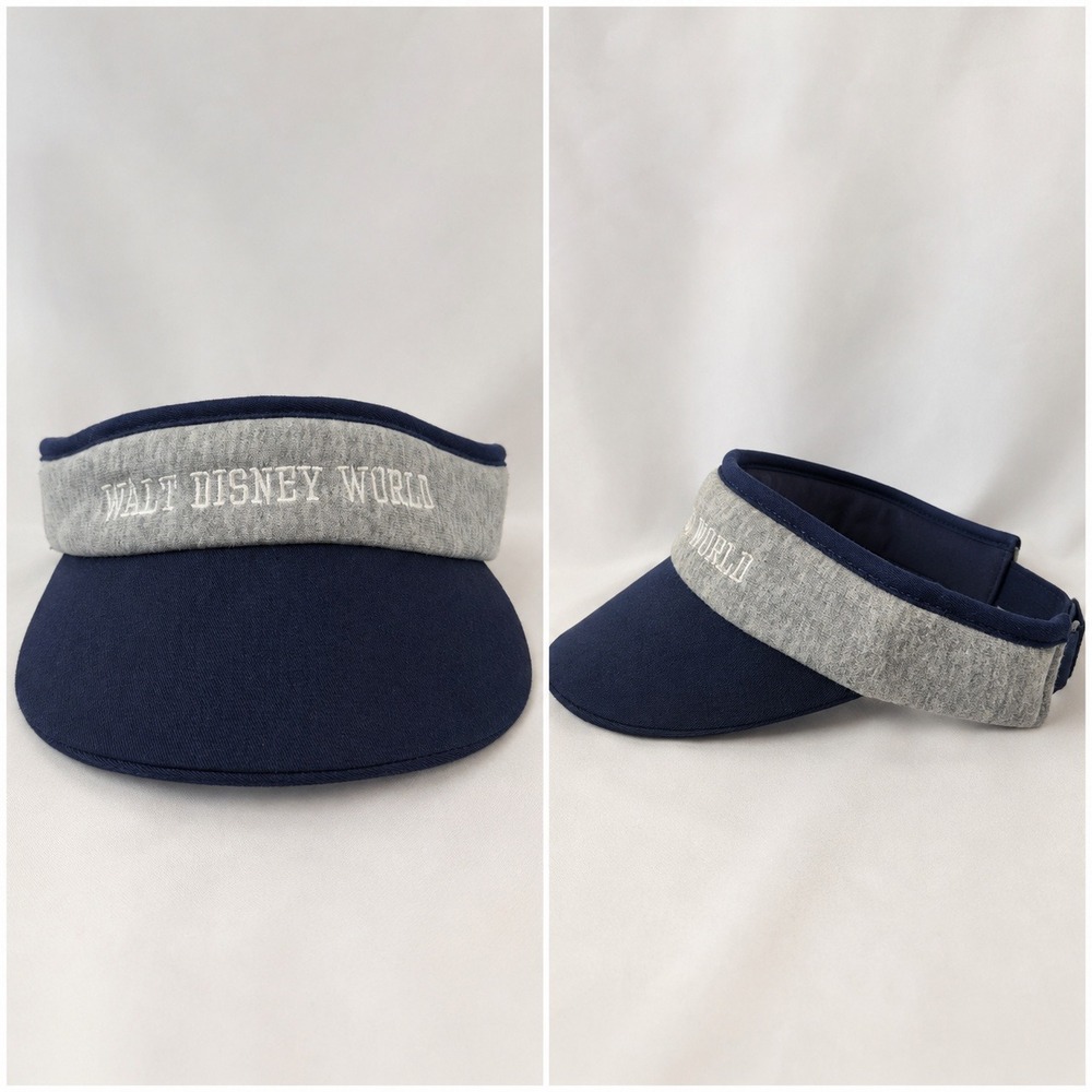 Walt Disney World WDW Goofy Hat Co Gray/Navy White Letters Adjustable Hat Visor